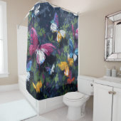 Rideaux De Douche Vol de Papillon Abstrait Vibrant (1) (En situation)