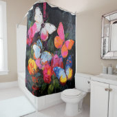 Rideaux De Douche Vol de Papillon Abstrait Vibrant (10) (En situation)