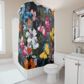 Rideaux De Douche Vol de Papillon Abstrait Vibrant (2) (En situation)