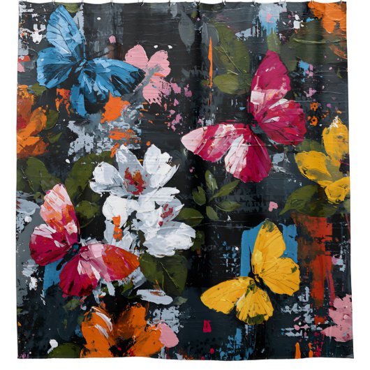 Rideaux De Douche Vol de Papillon Abstrait Vibrant (2) (Devant)