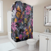 Rideaux De Douche Vol de Papillon Abstrait Vibrant (4) (En situation)