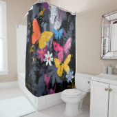 Rideaux De Douche Vol de Papillon Abstrait Vibrant (5) (En situation)