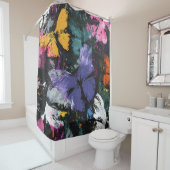 Rideaux De Douche Vol de Papillon Abstrait Vibrant (7) (En situation)