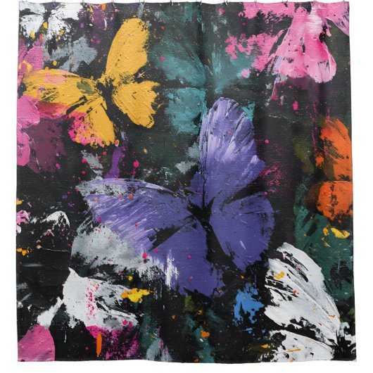 Rideaux De Douche Vol de Papillon Abstrait Vibrant (7) (Devant)