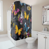 Rideaux De Douche Vol de Papillon Abstrait Vibrant (8) (En situation)