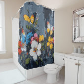 Rideaux De Douche Vol de Papillon Abstrait Vibrant (9) (En situation)