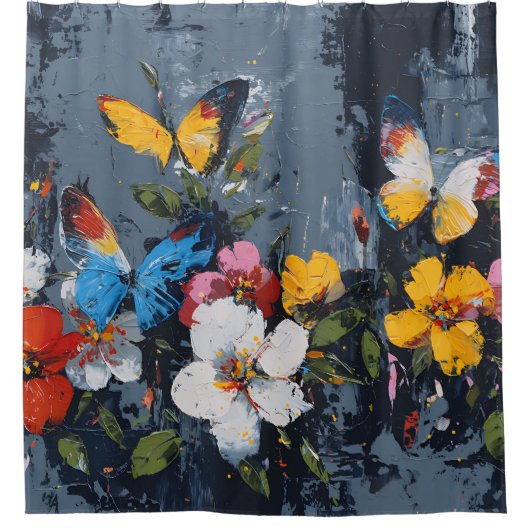Rideaux De Douche Vol de Papillon Abstrait Vibrant (9) (Devant)