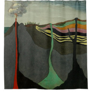 Rideaux De Douche Volcan terrestre découpé d'art Abstrait