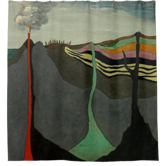 Rideaux De Douche Volcan terrestre découpé d'art Abstrait (Devant)
