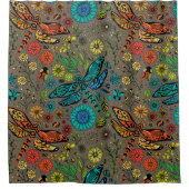 Rideaux De Douche Voler, libellule de mouche sur brun (Devant)