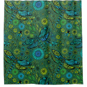 Rideaux De Douche Voler, voler la libellule sur le vert émeraude (Devant)