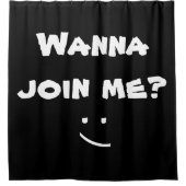Rideaux De Douche VOULEZ ME JOINDRE noir et blanc drôle (Devant)