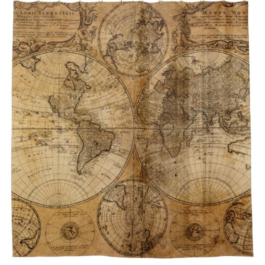 Rideaux De Douche Voyage historique : 1746 Carte du monde (Devant)