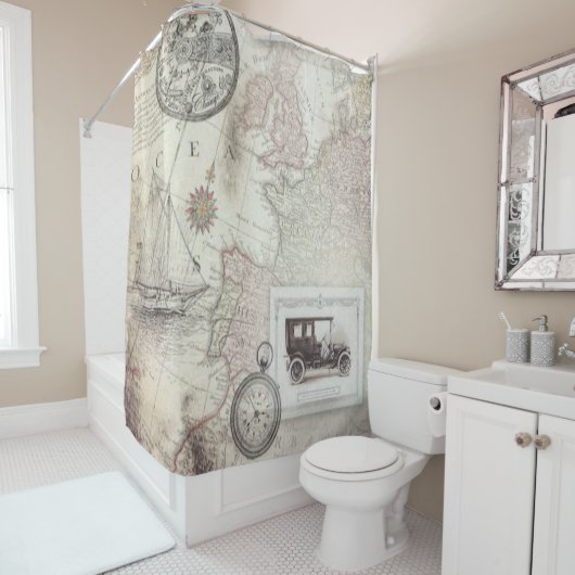 Rideaux De Douche Voyage vintage (En situation)