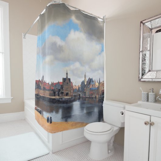Rideaux De Douche Vue de Delft, Johannes Vermeer (En situation)
