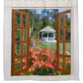 Rideaux De Douche Vue de fenêtre de jardin et de belvédère (Devant)