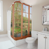 Rideaux De Douche Vue de la fenêtre Campagne de Cotswold pittoresque (En situation)