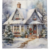 Rideaux De Douche Vue d'hiver de la maison victorienne (Devant)