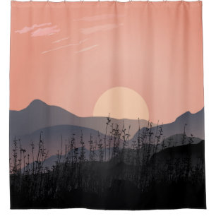 Rideaux De Douche Vue pittoresque du coucher du soleil dans un paysa