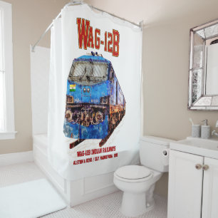 Rideaux De Douche WAG-12B Locomotive. Train de marchandises des chem
