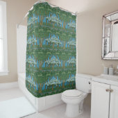 Rideaux De Douche Walter Crane May Tree Wallpaper Green Blue (En situation)