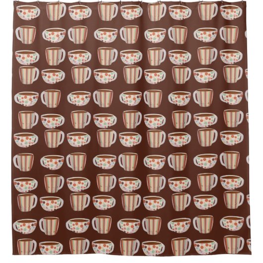 Rideaux De Douche Warm Circle Pattern On Cups Of Coffee (Devant)
