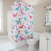 Rideaux De Douche Watercolor Bird and Floral (En situation)
