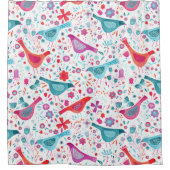 Rideaux De Douche Watercolor Bird and Floral (Devant)