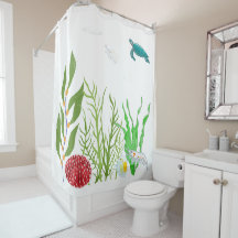 Watercolor greenery corals Ocean fish Turtle