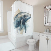 Rideaux De Douche Watercolor Whale Wonder (En situation)