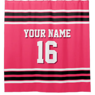 Rideaux De Douche Watermelon rose noir blanc rayures sport Jersey