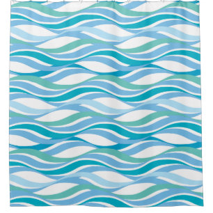 Rideaux De Douche Waves bleu abstract