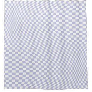 Rideaux De Douche Wavy À damiers Pastel Purple Checkerboard Motif