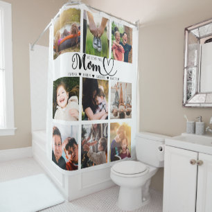 Rideaux De Douche We Love You Mom Script Kids Names Photo Collage