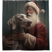 Rideaux De Douche Weimaraner avec Noël Festif du Père Noël (Devant)