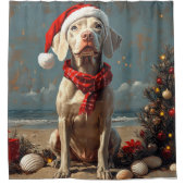 Rideaux De Douche Weimaraner Chien Noël Plage Vintage (Devant)