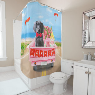 Rideaux De Douche Weimaraner Chien Valentine's Day Truck