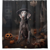 Rideaux De Douche Weimaraner Citrouilles Halloween effrayant (Devant)