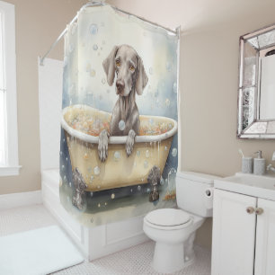 Rideaux De Douche Weimaraner Dans La Baignoire Aquarelle Chien Art