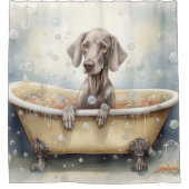 Rideaux De Douche Weimaraner Dans La Baignoire Aquarelle Chien Art (Devant)