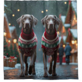 Rideaux De Douche Weimaraner Dogs Christmas Snow Holiday (Devant)