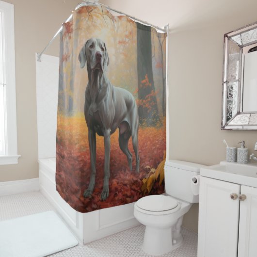 Rideaux De Douche Weimaraner en automne Leaves automne Inspire (En situation)