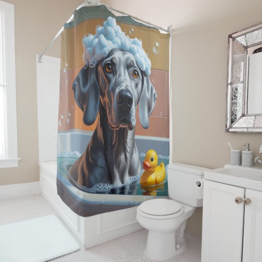 Rideaux De Douche Weimaraner Sloppy Sleepy Cute Funny (En situation)