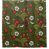 Rideaux De Douche Wens et fraises sur vert foncé (Devant)