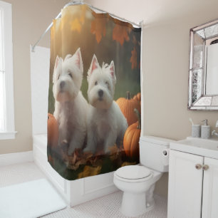 Rideaux De Douche West Highland White Terrier Chiot Citrouille d'aut