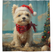 Rideaux De Douche West Highland White Terrier Dog Christmas Beach (Devant)