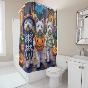Rideaux De Douche West Highland White Terrier En Costumes Halloween