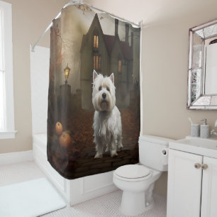 Rideaux De Douche West Highland White Terrier Halloween effrayant