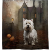 Rideaux De Douche West Highland White Terrier Halloween effrayant (Devant)