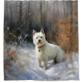 Rideaux De Douche West Highland White Terrier Laissons neiger Noël (Devant)